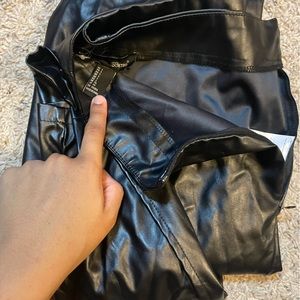 Black PC leather pants